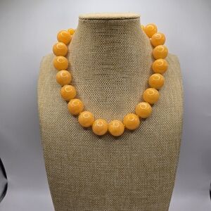 Hong Kong Marbled Orange Acrylic Chunky Necklace